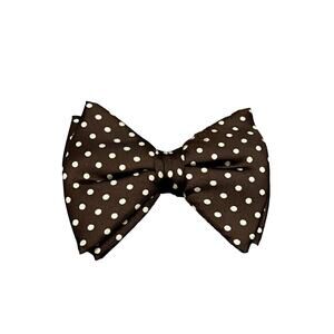 VTG Royal Rust Resistant Butterfly Style Clip-On Bow Tie Brown White Polka Dots